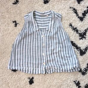 Anthropologie Linen Crop Top